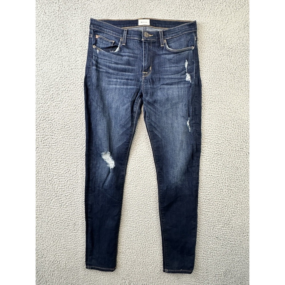 Hudson Jeans Womens Size 29 Natalie Midrise Super Skinny Dark Wash Distressed